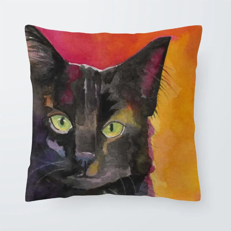 Красочные картины маслом наволочки Tangerine Cat Британская короткошерстная наволочки зеленый фиолетовый, черный белый 17*17 в украсить дом