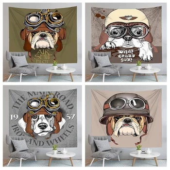 

Cute Pug Dog Puppy with Glasses Wall Hanging Tapestry Polyester Fabric Home Decor Yoga Mat Bedspread Blanket