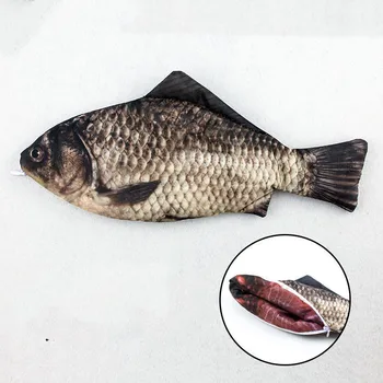 

Carp Pen Bag Organizer Realistic Fish Shape Pouch Pencil Case With Zipper Makeup Pouch Funny Handbag Stationery School Supplies