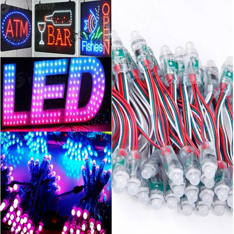 Free Shipping 50pcs DC 5V 12mm WS2811 RGB LED Pixel Light Module IP68 waterproof LED Lighting Full Color christmas Light