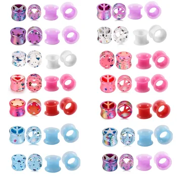 

4PC Silicone Ear Gauge Plug And Tunnel Star Butterfly Flower Heart Dilatacione Oreja Piercing Spiral Expander Stretcher Orelha