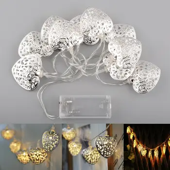 

LED String Light 10LED Heart Decoration Xmas Decor Fairy Metal Christmas Party Wedding Warm White Garden Shape Romantic Home