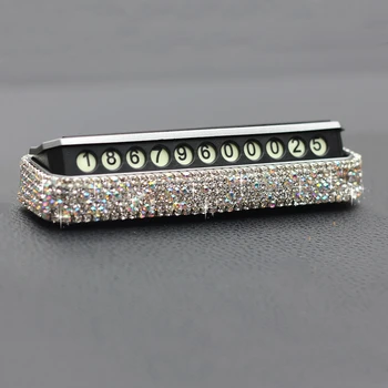 

New Diamond Crystal Car Temporary Parking Sign Mobile Phone Number Plate Inside Creative Hidden License Car Decoration