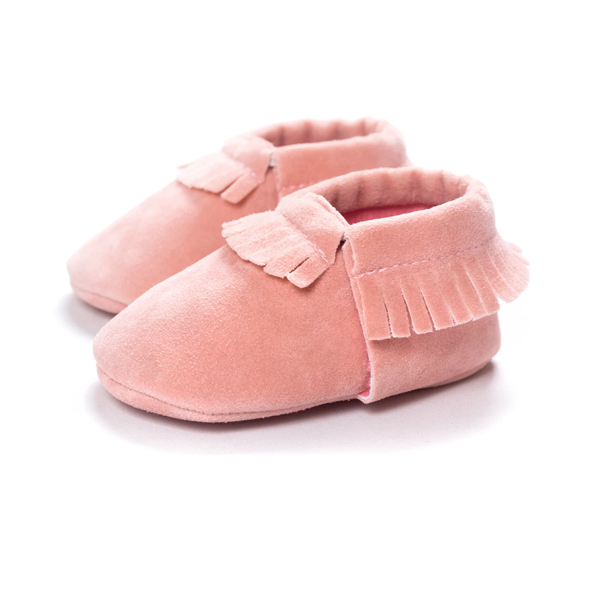 Pink Детская обувь для новорожденного мальчика Девочки Первые ходунки Suedu хлопок Sofe подошва принцесса бахрома малыша Детская кроватка обувь повседневные Мокасины - Цвет: Pink