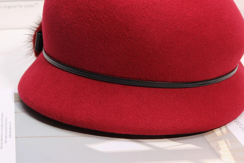 Mother Gift Lady Autumn And Winter Fashion Woolen Cloche Hats Woman Party Formal Top Grade Wool Felt Hat Cap LM079