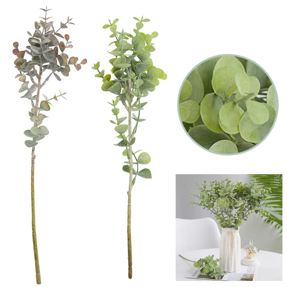 Искусственные зеленые горшечные растения, листья эвкалипта, искусственный Декор для дома и свадьбы