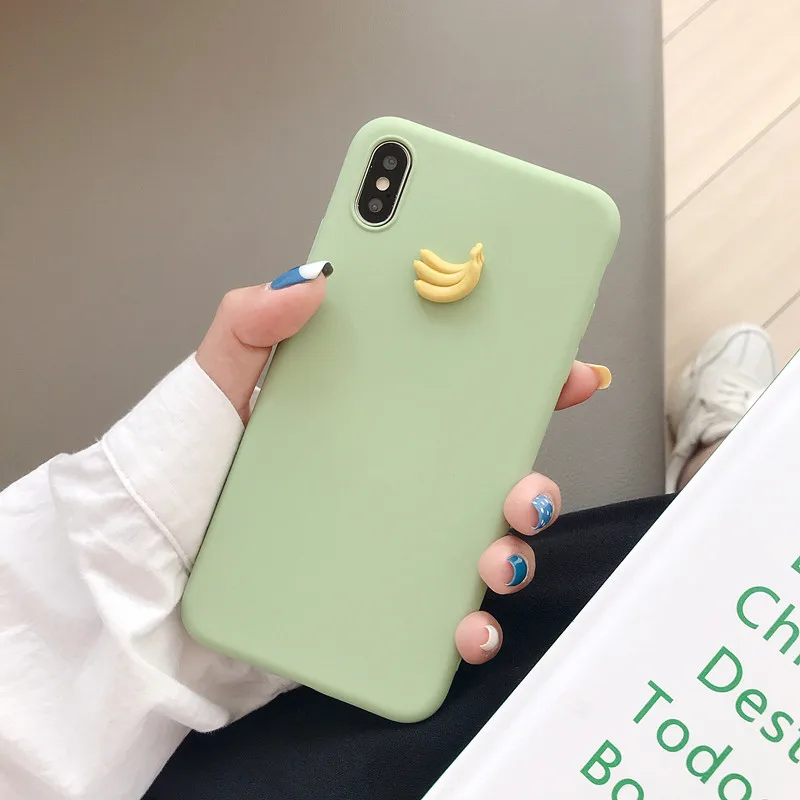 banana Милый 3D апельсин персиковый авокадо банан Макарон силиконовый чехол для iPhone X XR XS 11P MAX 6 7 8 plus для samsung S8 9 10 - Цвет: banana