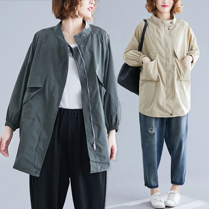 

BIG SIZE Spring Fall Women Fashion Elegant Solid Outwear Tops Lady Female Plus Large Long Sleeve Loose Thin Cardigan Jacket Coat