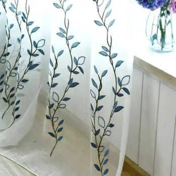 

High-grade Embroidery Curtains for Living Room Bedroom Screens Modern Korean Pastoral Willow Yarn Embroideryloor Curtains