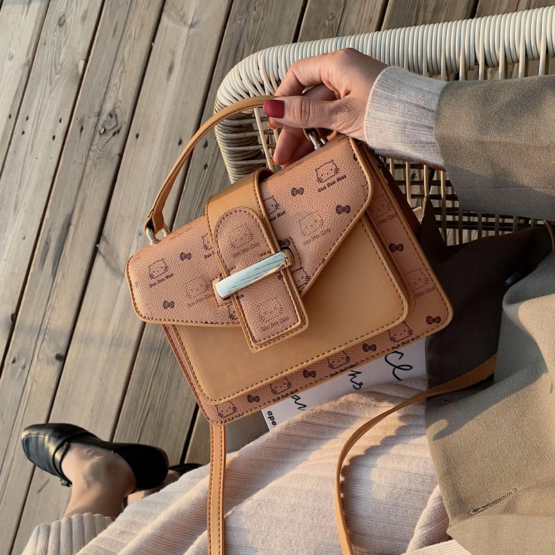 Милая Маленькая женская сумка с принтом новая волна Корейская сумка-мессенджер модная сумка маленькая квадратная сумка louie vuiton