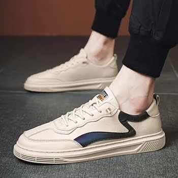 

Young Trend Leisure Time Skate Shoes Male 2020 Dawdler Leather Shoes Elastic Non-slip Male Shoes Joker
