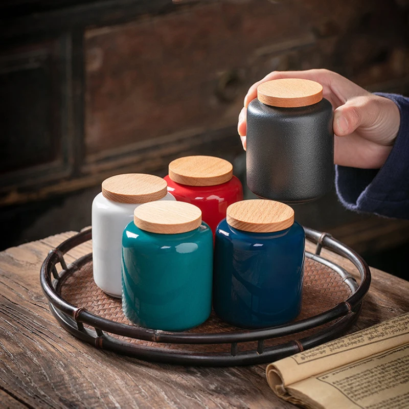 

1PCS Japanese style sealed Tea Storage Jar Ceramic storage tank Light luxury Multipurpose kitchen storage tank
