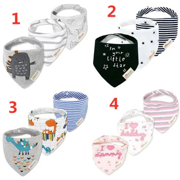 

3 Pcs/Pack Newborn Baby Feeding Bib Cute Cartoon Infant Cotton Saliva Towel Dribble Bandana Feeding Apron