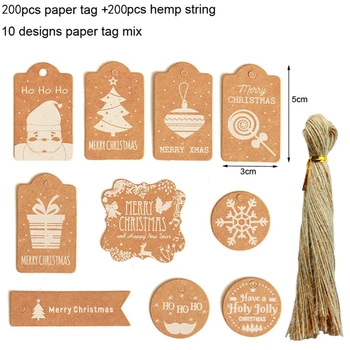 

50/200Pcs Label Christmas Kraft Paper Gift Scallop Label Luggage Blank