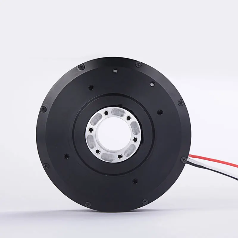 HT100 Brushless DC Motor With Large Hollow Design Pancake Motor 24v High Torque Pan Tilt Rotor