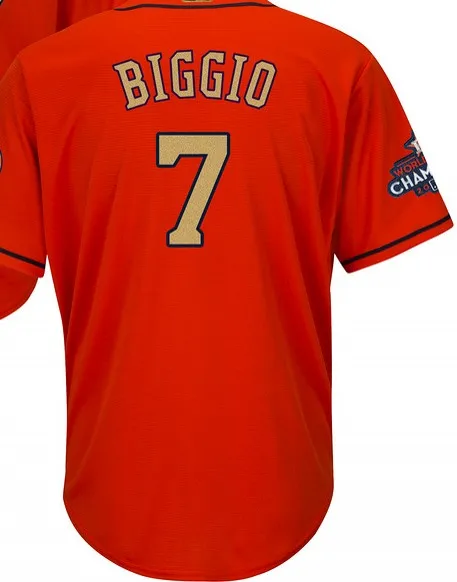 For men A+++ Качественная мужская Золотая Футболка Houston 5 Bagwell 6 Marisnick 7 Craig Biggio 9 Gonzalez 10 Yuli Gurriel - Цвет: For men