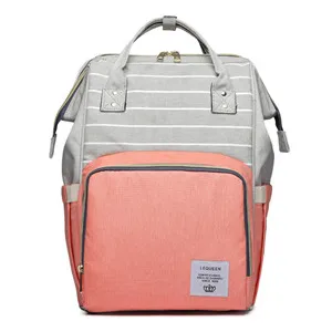 Baby Diaper Bags New Fashion Striped Mummy Backpack Designer Nursing Care Baby Bag for Mom Travel Maternity Nappy Bag - Цвет: Orange