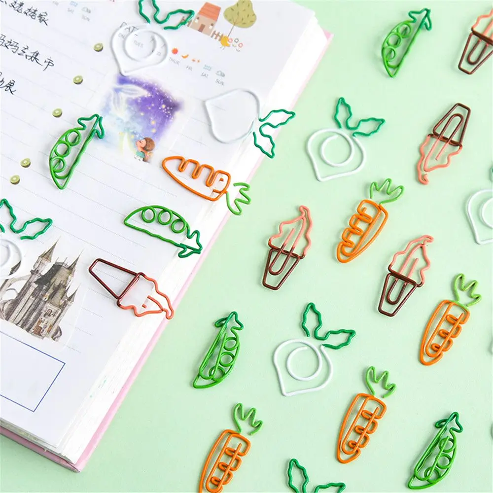 10 unids/set bonita fruta de dibujo animado, Clips de papel con forma Kawaii, artículos de papelería, Clips de carpeta huecos, fotos, billetes, documentos, abrazadera de letras