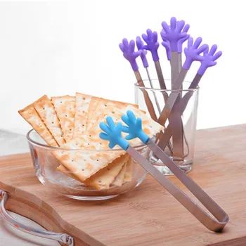 

Silicone Clip Non Slip Multifunction Mini Food Clamp Small Hand Shape 1Pcs Ice Cube Tongs Stainless Steel Kitchen Accessories
