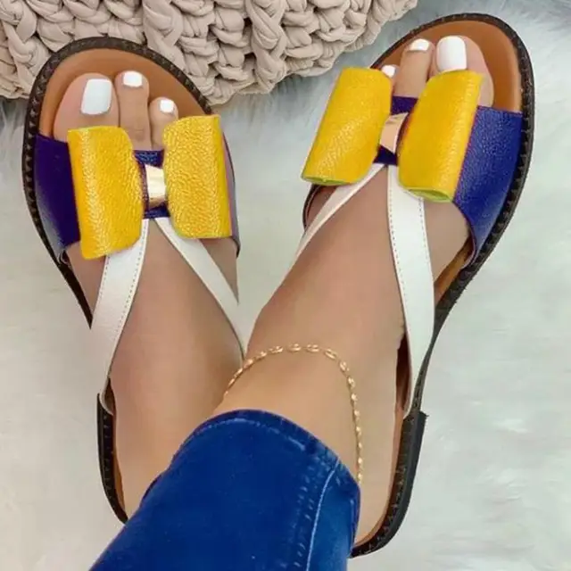 Casual Sandals Lady Slides Flats Flats Women's Apparel Women's Shoes color: gold|Red|Yellow