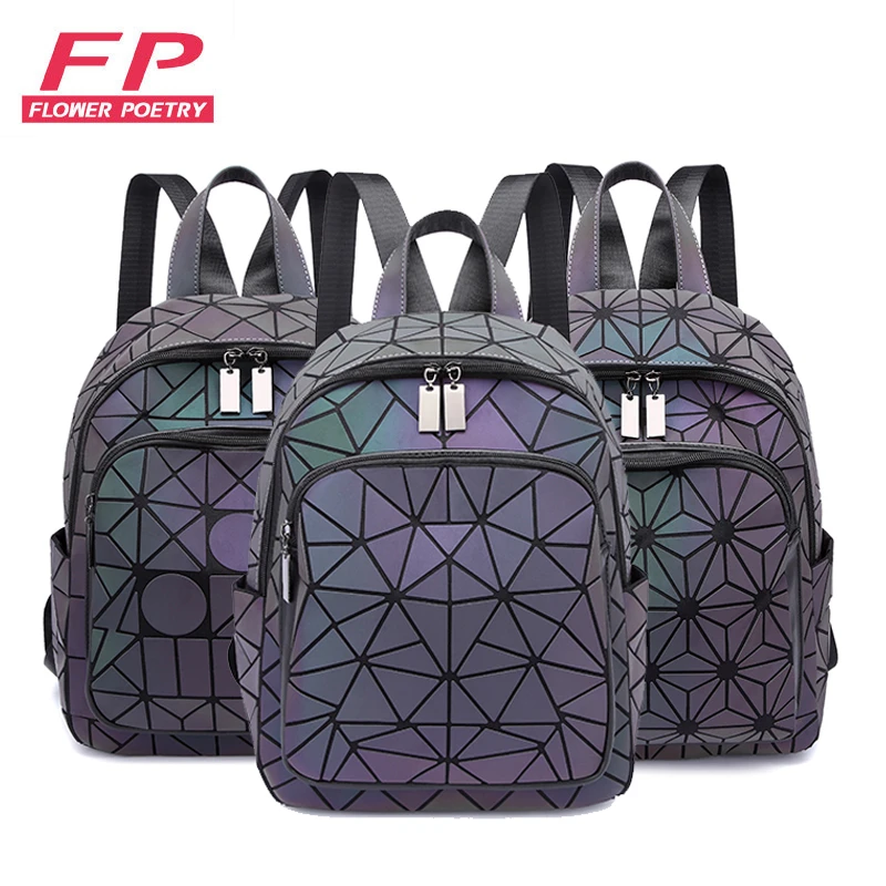 Stylish Backpacks expensive  Women Luminous Backpack School Fashion Geometric Shoulder Bag Fold Female Student School Bag For Teenager Shine Travel BackPack awesome stylish backpacks