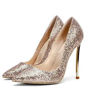 

YECHNE Sexy women High heels Shoes Silver Gold Plus Size 33 43 Woman Hook Shoes Be Teen Bridal Pumps Stiletto