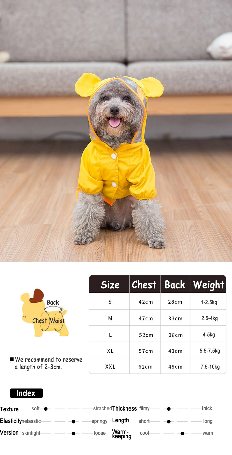 Милый дождевик для собак с капюшоном, водонепроницаемая одежда для маленьких и средних собак, для улицы, для щенков, желтый дышащий дождевик, товары для домашних животных