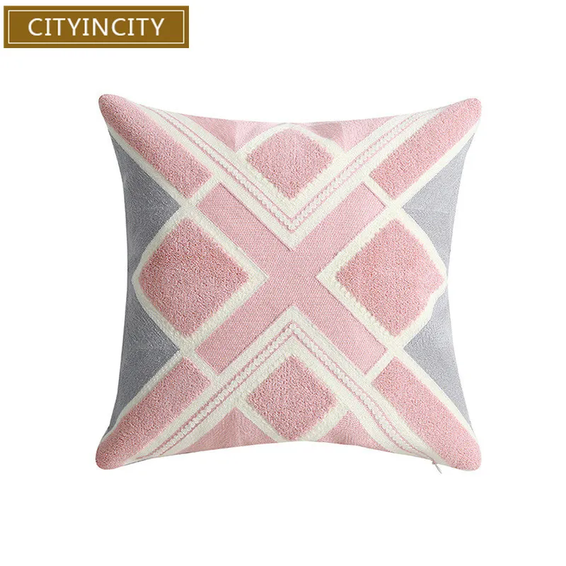 CITYINCITY Tufted Cushion Cover  colouful Sofa Pillow Case Cover Handmade Decoration for Living Room