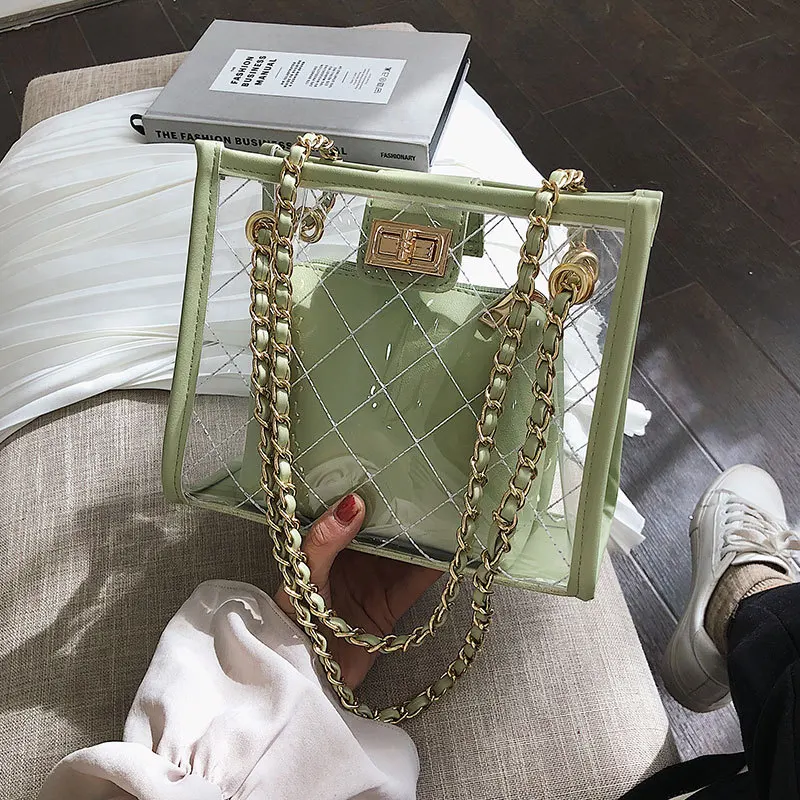 

Advanced Transparent Baggage Female Style 2019 New Korean Clown Shoulder Bag Fashion Mother Bag Letter Bag