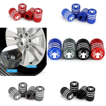 

Spider Logo Car Tire Valve Caps Auto Wheel Decor Black/Gray for Mercedes Benz W203 W205 W124 Jeep Wrangler Cherokee Lexus GS300