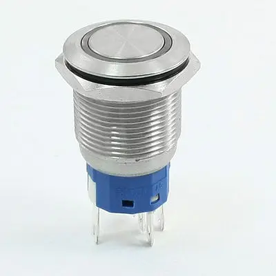 

Blue Light 12V Momentary 19mm Metal Button Switch 1NO 1NC AC 250V 5A