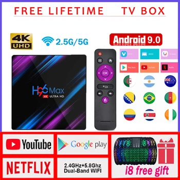 

Free lifetime H96 MAX RK3318 Smart Android TV Box 16GB 64GB Media player 4K Netflix Set top Box Youtube Android 9.0 TV BOX