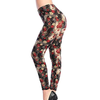 

YSDNCHI Women's Leggings Fashion Sexy Pants Women Rose Flower Printed leggins Gym Slim Cotton Colorful Pants Fitness trousers