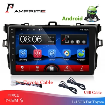 

AMPrime 2 Din Car Multimedia player 9" Android 7.1 Car Audio Radio GPS WIFi 2.5D Video MP5 Player Bluetooth For Toyota Corolla