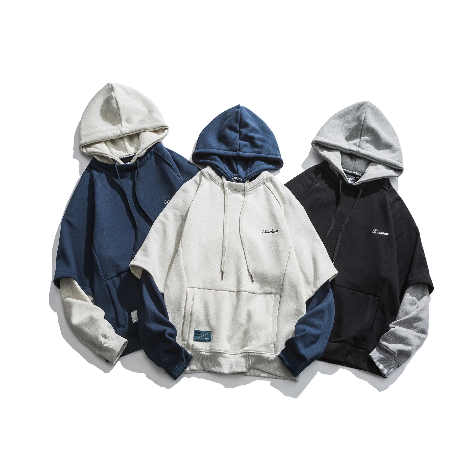 

City Where the Product 2020 Spring New Style Men Hooded Mock Two-Piece MEN'S Hoodie Popular Brand Back Printed Men's