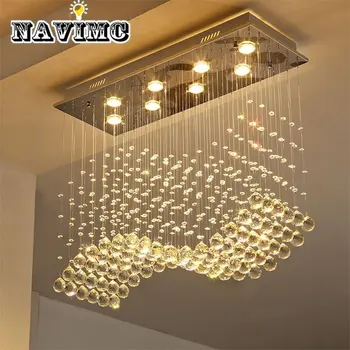 

Contemporary Crystal Rectangle Rain Drop Crystal Ceiling Light Fixture crystal light L80 X W30 X H80cm