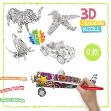 Graffiti pour enfants, peinture de maison, voiture, voiture, divers animaux, Puzzle 3D, jouet Graffiti B