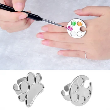 

1Pcs Stainless Ring Palette Nail Art Display Palette Mixing Acrylic UV Gel Polish Painting Drawing Color Palette Manicure Tools