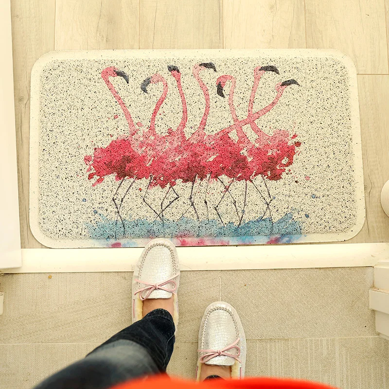 Напольный коврик в дверь Коврик противоскользящий Фламинго ПВХ Туалет Водонепроницаемый Ванная комната Кухня маслонепроницаемый коврик ковер