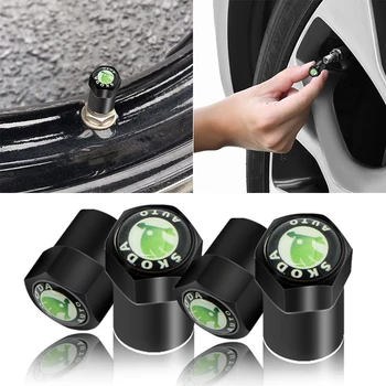 

4pcs Auto Wheel Tire Valve Core Cover Caps for Skodas Octavia A5 A7 Fabia Superb Car Accessories External Automobile Gadgets