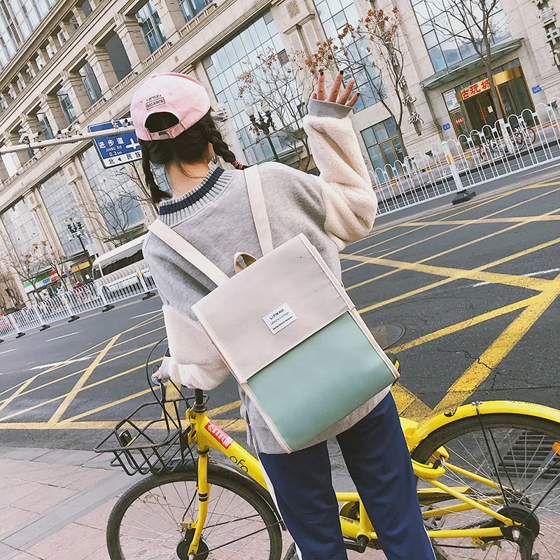 Harajuku женский корейский стиль рюкзака Рюкзак Простой квадратный японский Junior школьная сумка мягкая сестра