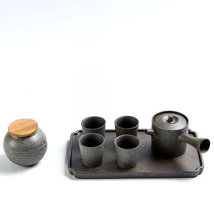Wizamony 7 шт. дорожная сумка китайский чайный набор кунг-фу Gaiwan Чайник Чай чашки ярмарка кружка Чай комплекты Ash gray Для Подарочный пуэр посуда для напитков - Цвет: Слоновая кость