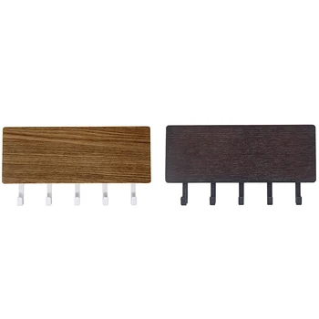 

Wall Mounted Mail Holder with 5 Key Hooks - Coat Hanger, Purse Hanger, Towel Hook - Easy Mount for Entryway