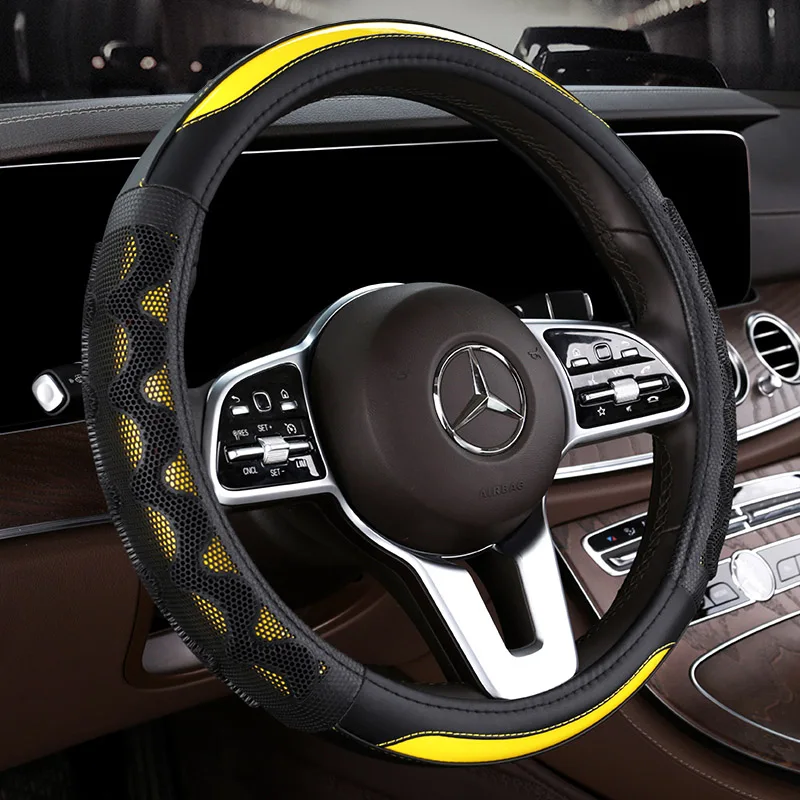 1 pc 3D сотовый Чехол для рулевого колеса автомобиля 38 см сообщение искусственная кожа авто рулевое покрытие чехол дышащие аксессуары для интерьера - Название цвета: 1 pc