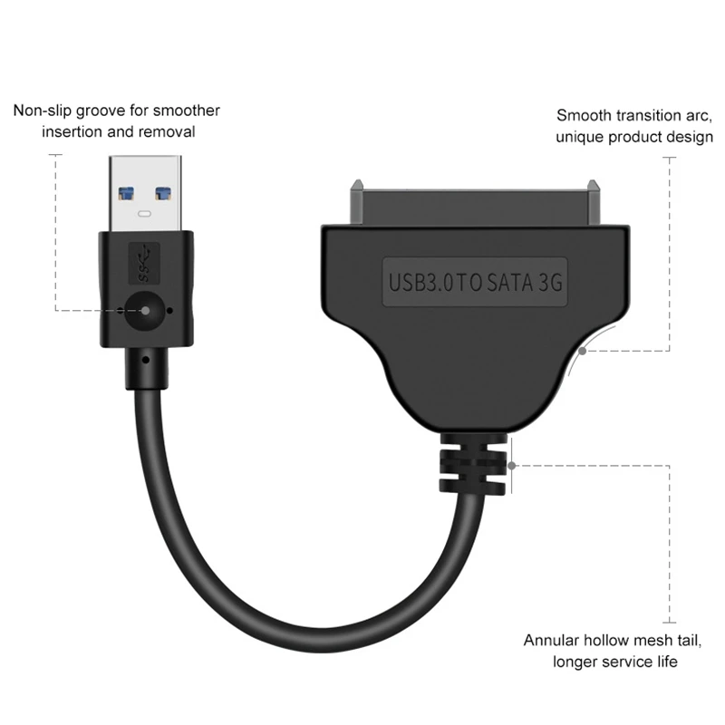 AMS-Sata Usb 3,0 адаптер, Usb 3,0 к Sata для 2,5 дюймов Sata Ssd/Hdd приводов преобразователь и кабель