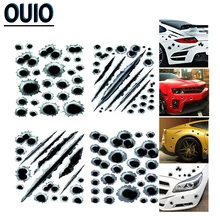 2PCS New 3D Bullet Holes Scratch Reflective Car Stickers Black DIY Cool Styling Auto Sticker Cars Decal Motorcycle Accessories