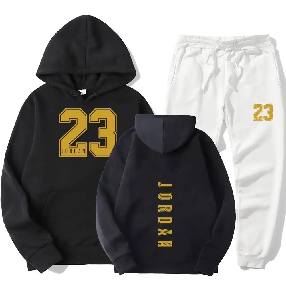 

High quality autumn and winter cotton sportswear men's hoodie sweatshirt + pants pullover sports suit sports 2-piece set