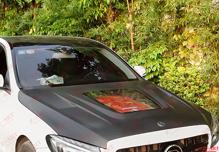 Z-ART прозрачный карбоновый капот двигателя для Benz W205 карбоновый капот двигателя для C класса- крышка двигателя