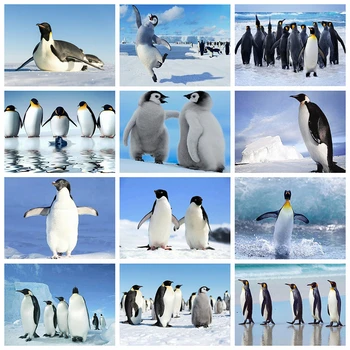 

14/16/18/22/25/28ct 11CT Printing Embroidery Sale Animals Penguin Cross Stitch Kit Layout Home Decoration