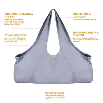 

Yoga Mat Bag Accessories Sport Fitness Solid Sling Large Capacity Gym Tote Zipper Side Pocket Shoulder Storage Carrier